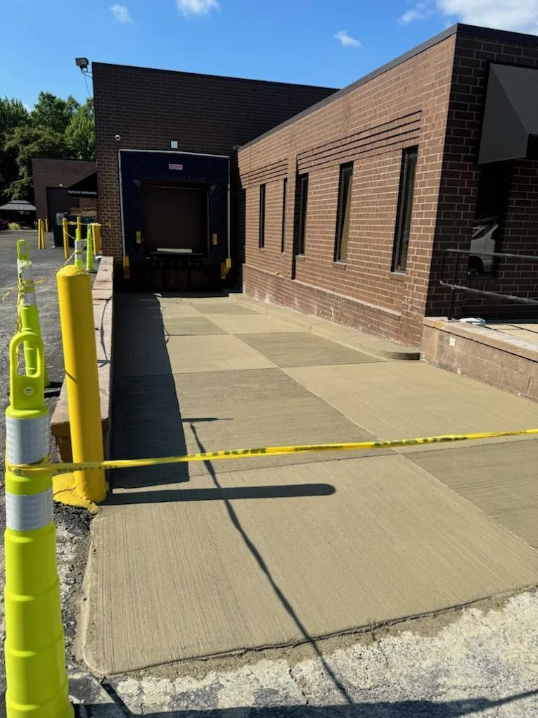Finished concrete approach at a loading dock