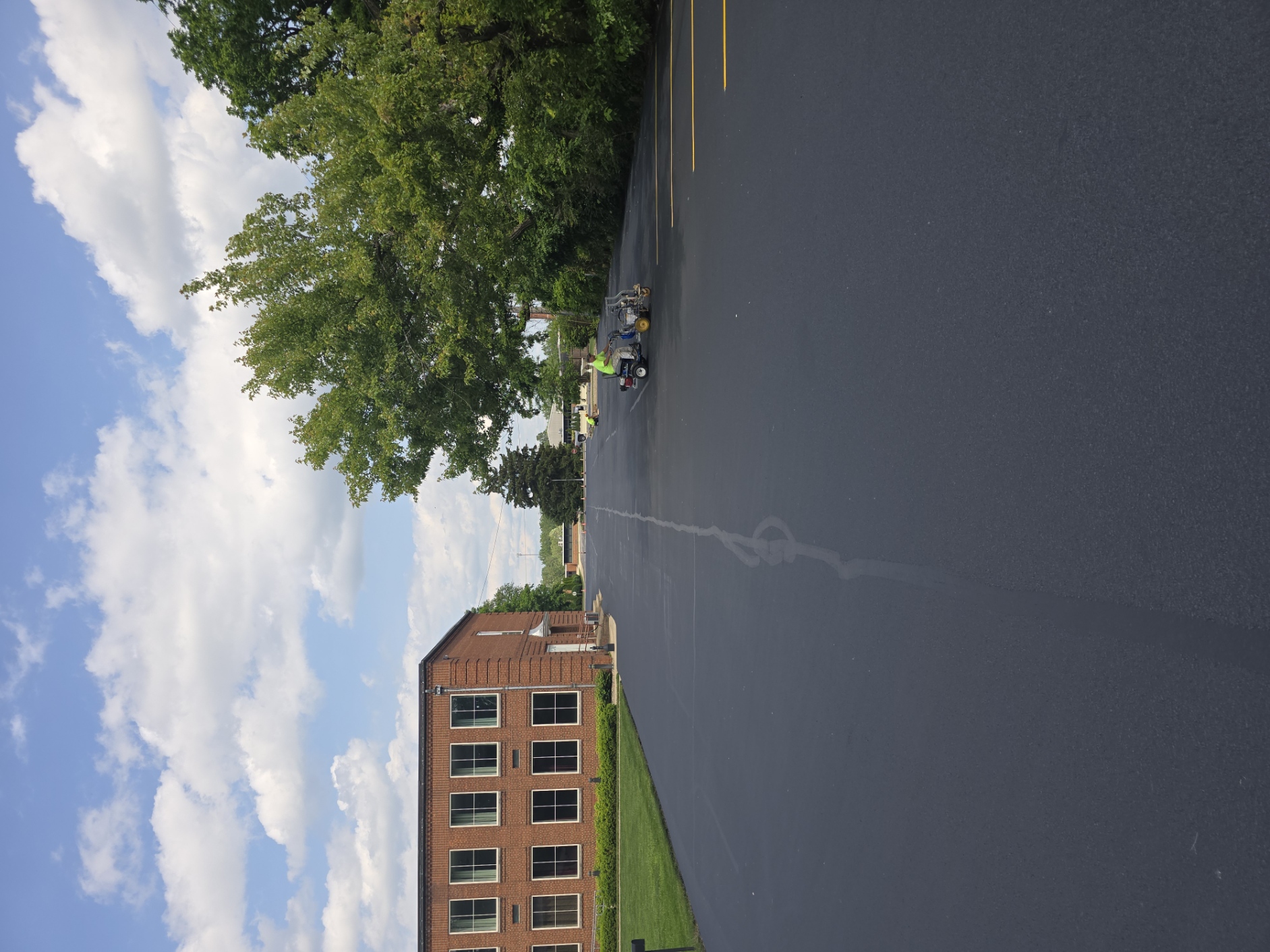 Sealed and restriped gas station parking lot